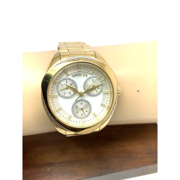 Invicta Women's Watch Bolt 31996 Quartz Mother of Pearl Gold Steel 35mm Case - Picture 11 of 14